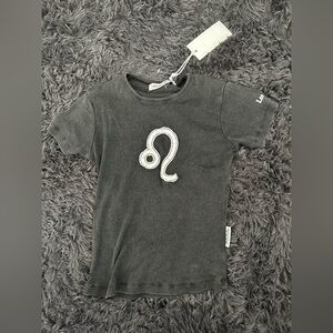The Laundry Room Horoscope Cut Paste Tee Leo Stitch Baby Tee Black Snow XS NWT